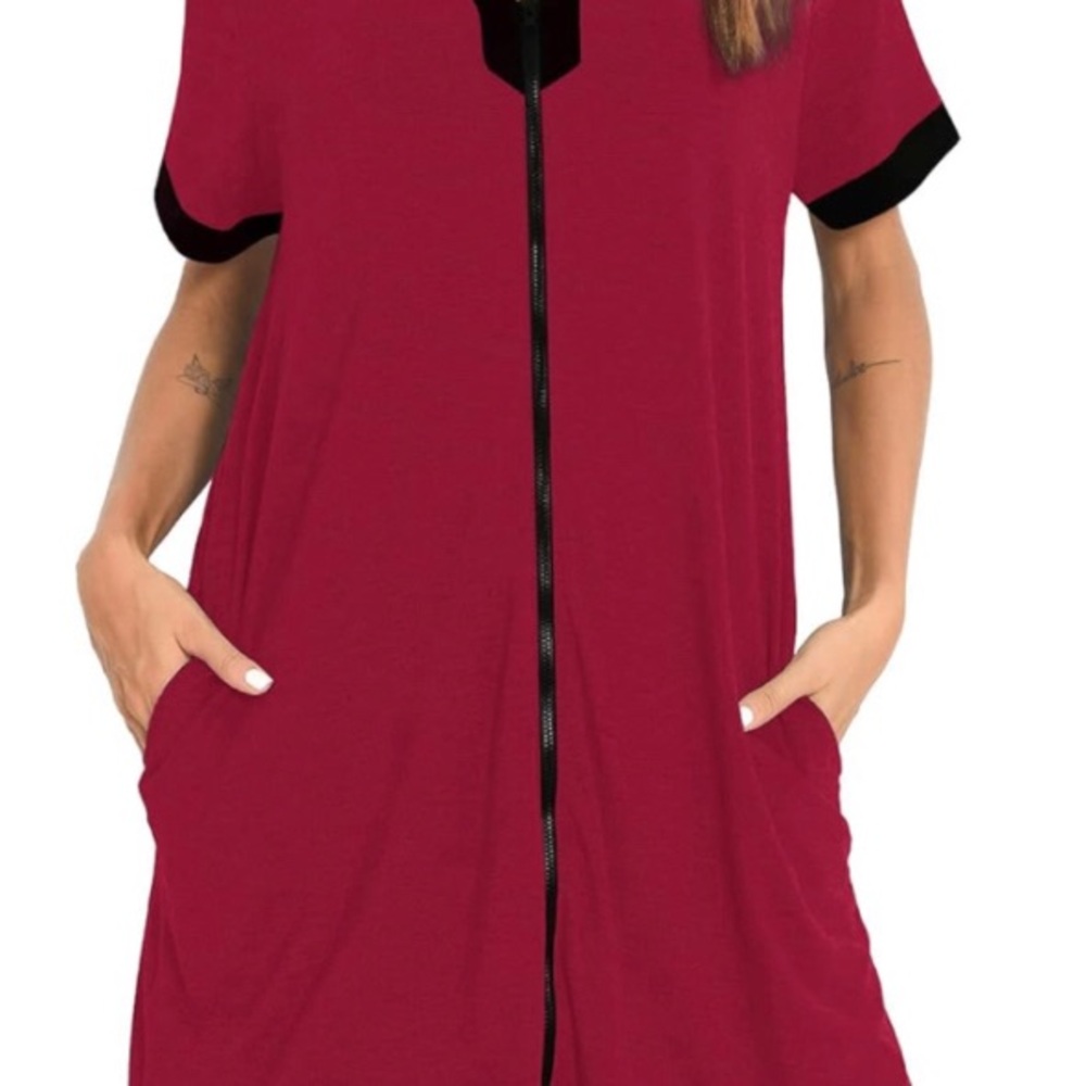 NEW Short Sleeve Robe - zipper front